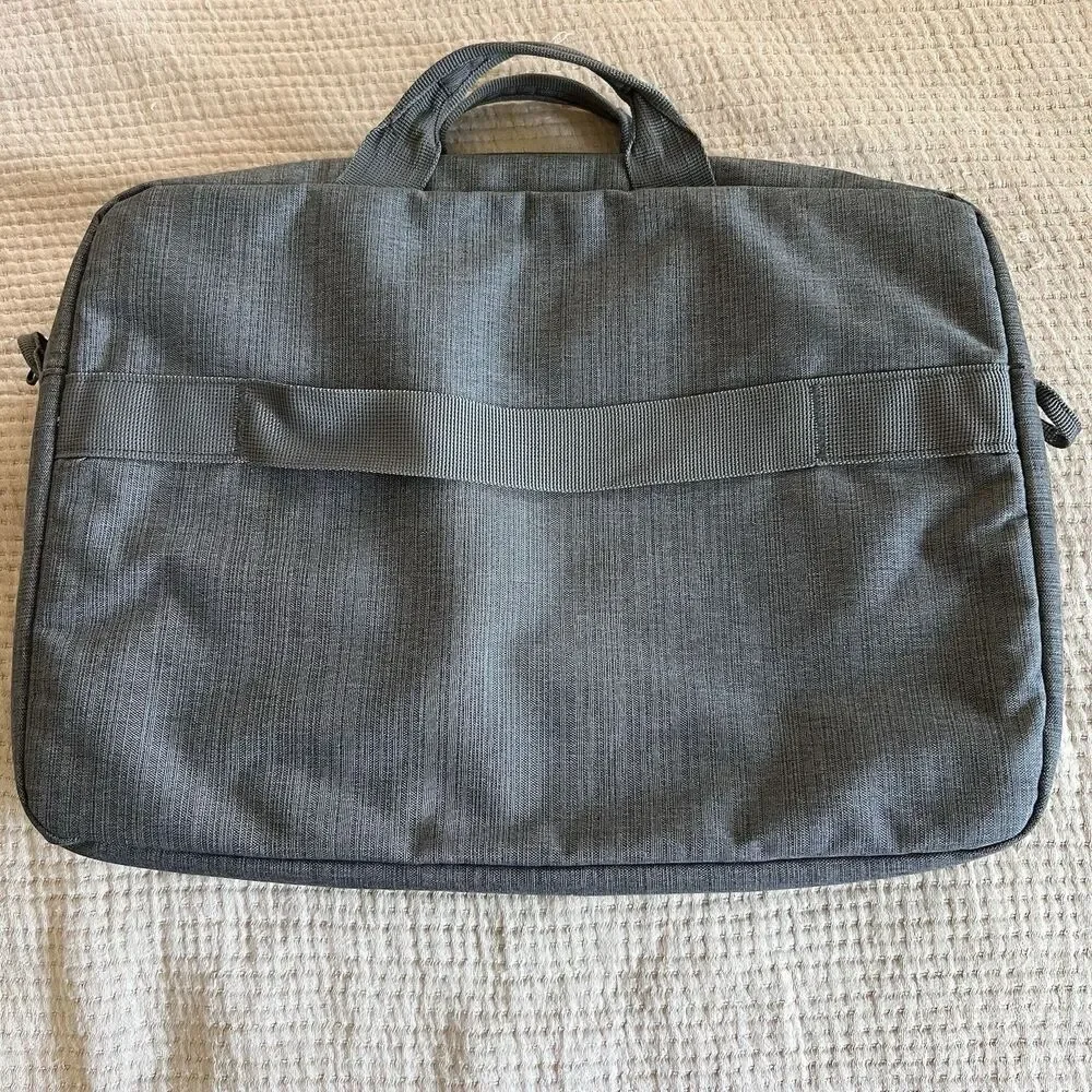 Case Logic Laptop Computer Bag Gray Shoulder Strap Multiple Compartments Zippers